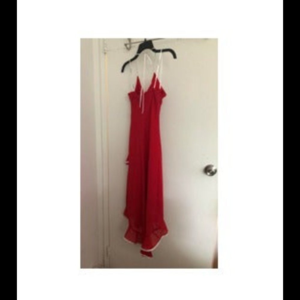 Vintage 2000s Polka Dot Halter Ruffle Midi Dress - Picture 2 of 6